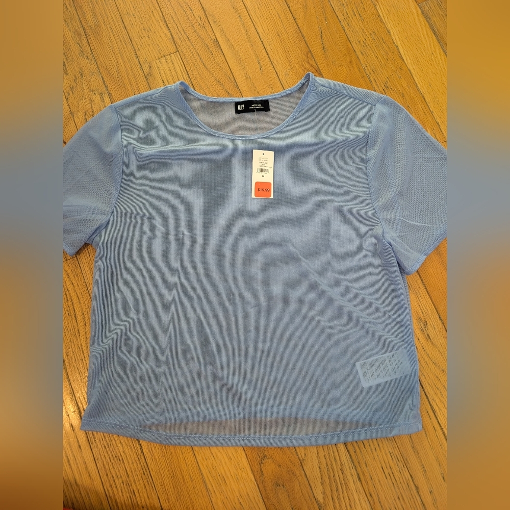 Sheer Periwinkle Short Sleeve Top